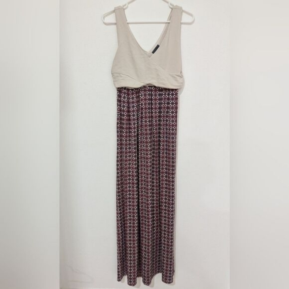 Anthropologie Maeve Cream Pink Sleeveless Elysian Geometric Maxi Dress Small - Picture 4 of 9